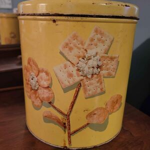 Vintage Blue Magic Krispy Kan Cracker Tin Container